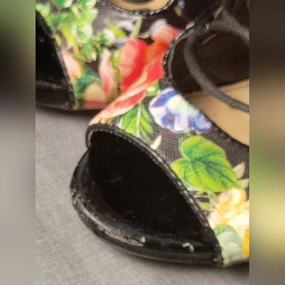 JUSTFAB Jasline Floral Lace Up Stilettos - Picture 8 of 10